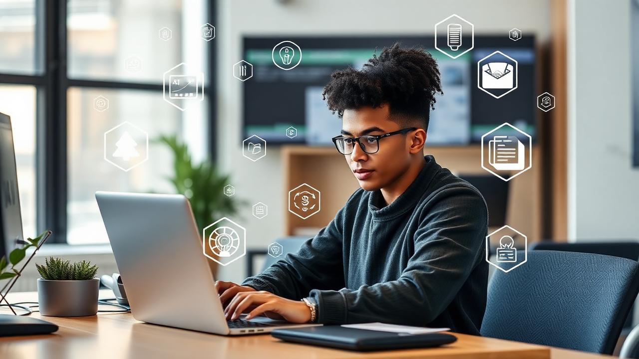 Remote worker using AI tools for beginner AI jobs without a degree