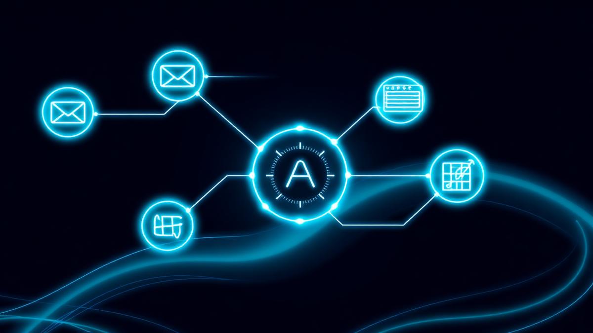 مخطط أتمتة بالذكاء الاصطناعي يربط البريد والجداول بنموذج ذكاء اصطناعي محلي بدون اشتراك